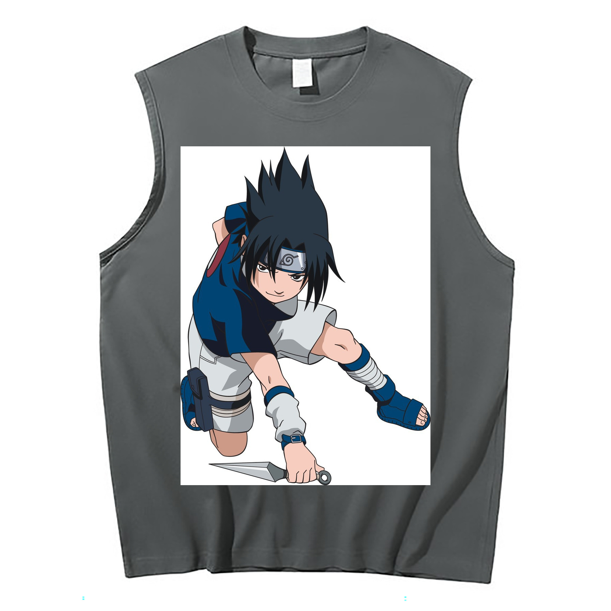 （画像用） NARUTO -ナルト- うちは サスケ Uchiha Sasuke コットン100％タンクトップ（フロントプリント）